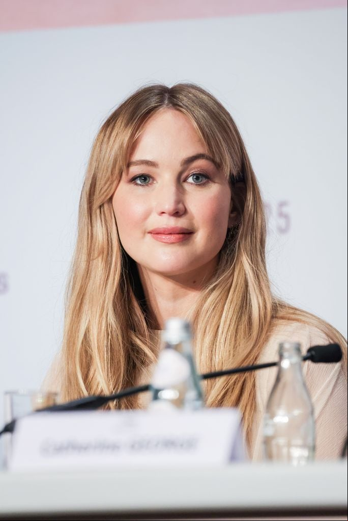 Jennifer Lawrence during the "Die My Love" press conference at the 78th annual Cannes Film Festival at Palais des Festivals on May 18, 2025 in Cannes, . (Photo by Stephane Cardinale - Corbis/Corbis via Getty Images)