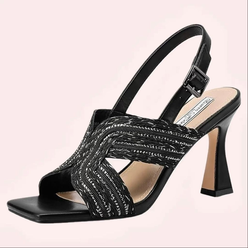 Sandalias de tacón con pedrería de Amazon