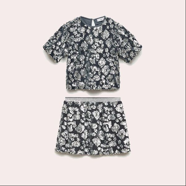 Falda y Blusa de Lentejuelas de Mango