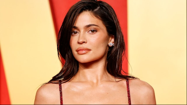 Kylie Jenner turns heads in ultra-tight latex minidress and nude heels